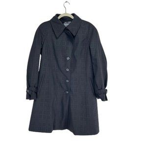 Hilary Radley Studio Women's Size M Trench Coat Long Sleeve Button Front Black